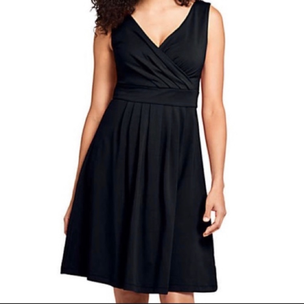 Lands End Banded Waist Fit & Flare Dress *
